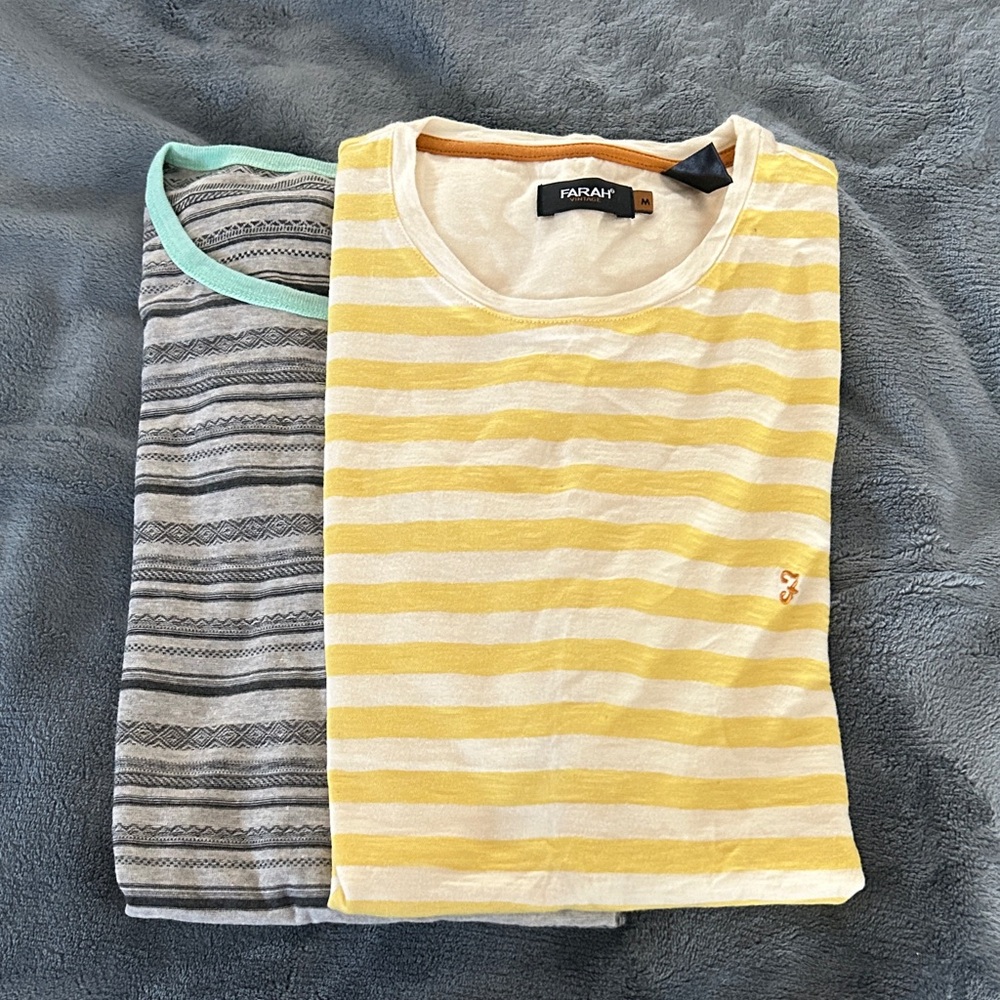 Farah Yellow & Gray Striped Tee Set(M)